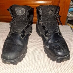 Rocky's Alpha Force Black Leather Men's Boots In A Size 10 Wide. Pre-loved. Work